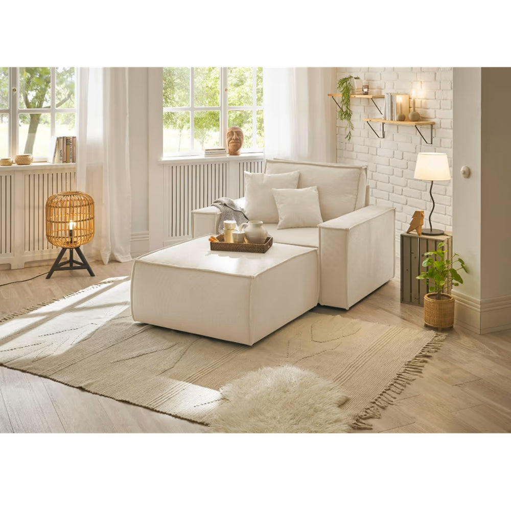 
                  
                    Loveseat Sessel + Hocker Webstoff hellbeige - Finnley
                  
                