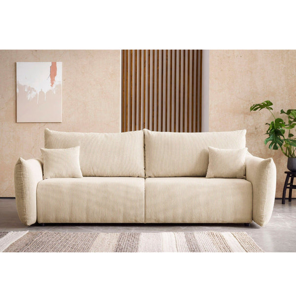 8. Bild von Schlafsofa mit Bettkasten Bezug Cord beige - Mavas