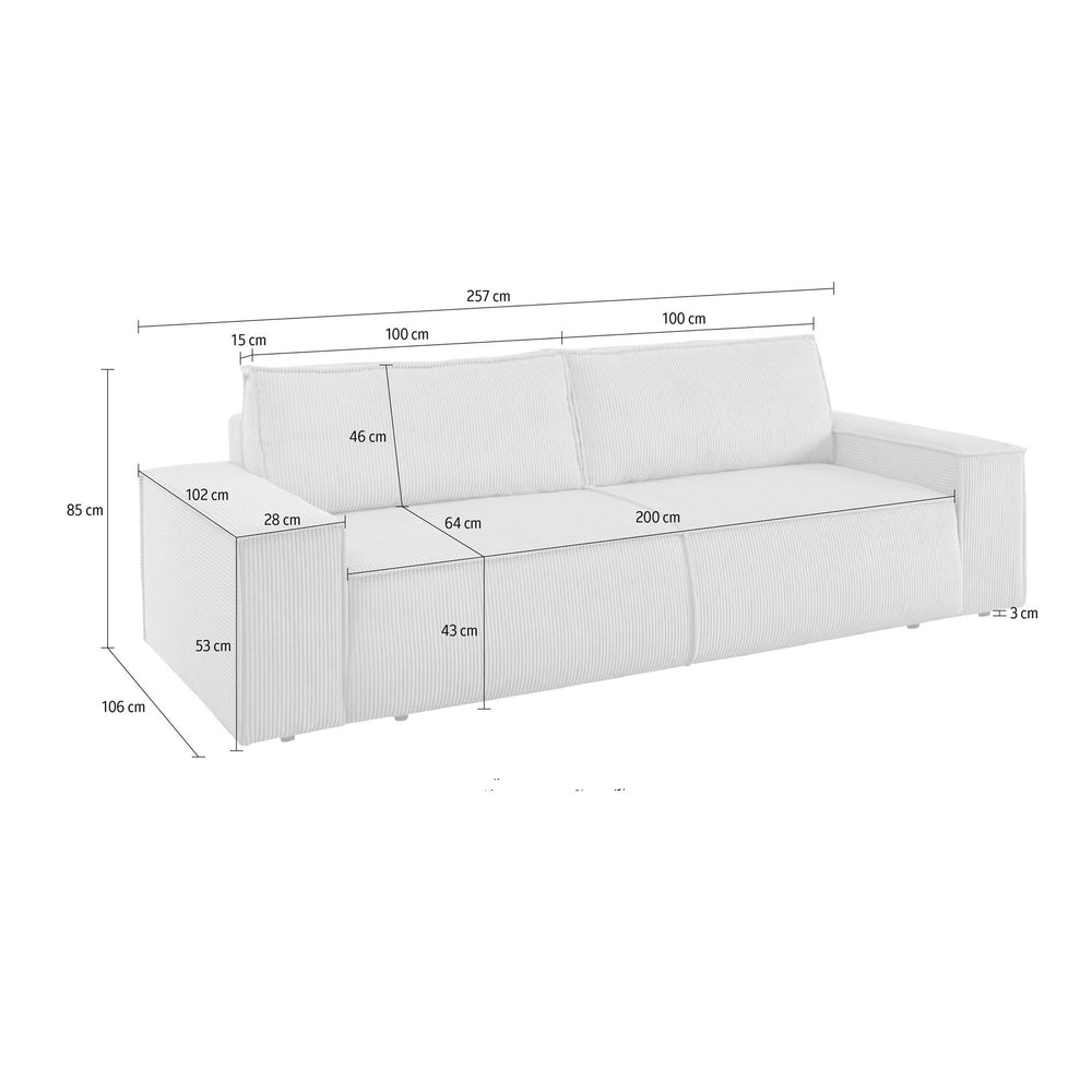 
                  
                    Schlafsofa 3-sitzer mit Bettfunktion Cord hellbeige - Sherwood
                  
                