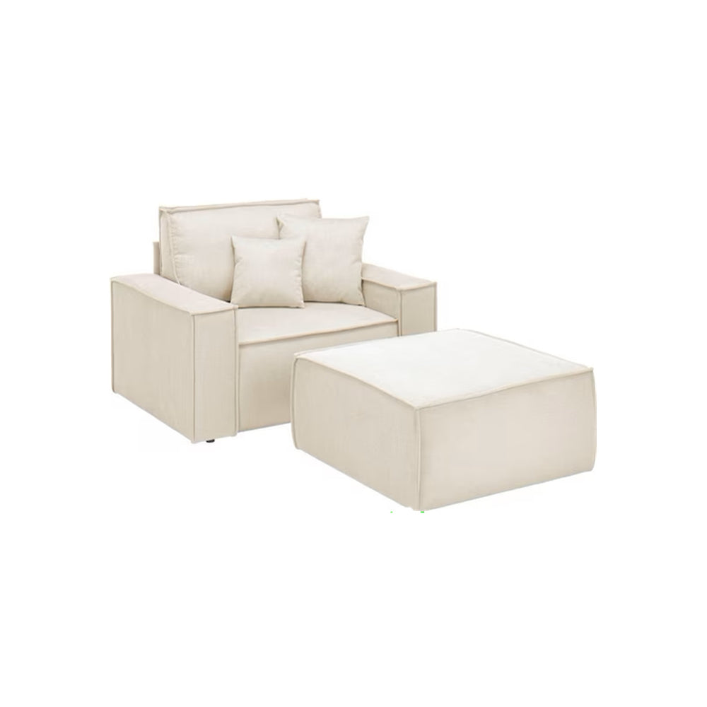 Loveseat Sessel + Hocker Webstoff hellbeige - Finnley