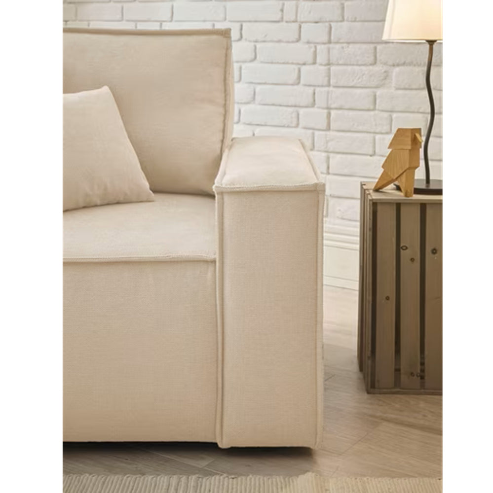 
                  
                    Loveseat Sessel + Hocker Webstoff hellbeige - Finnley
                  
                